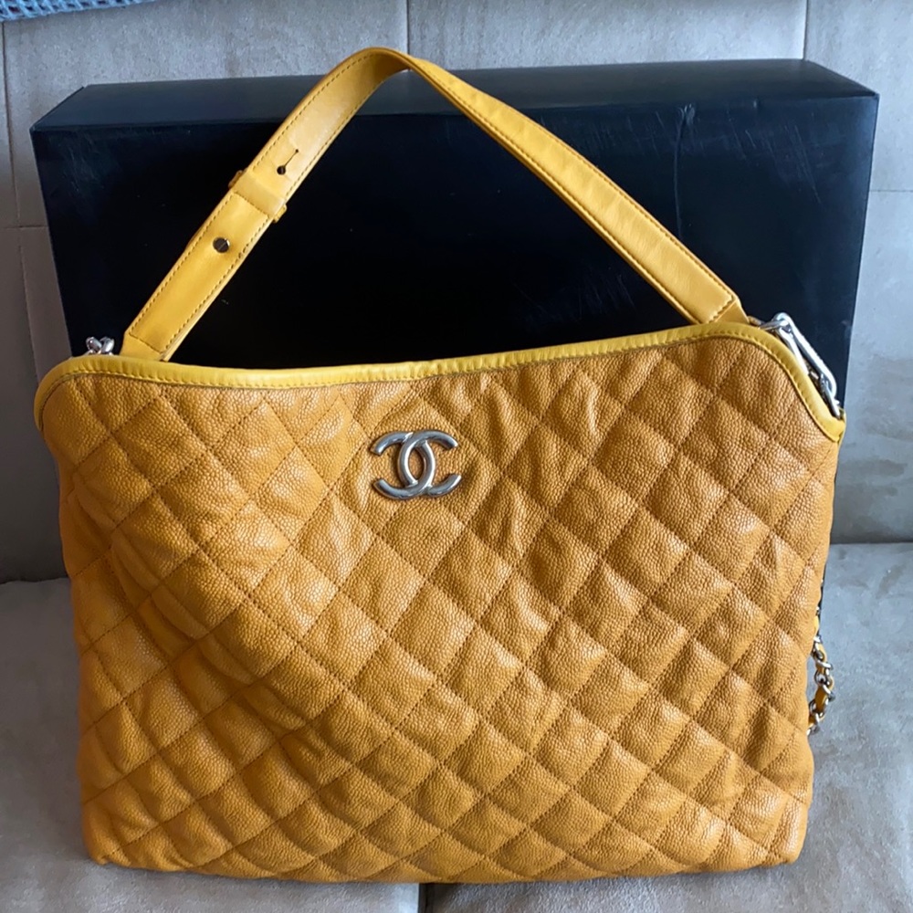CHANEL French Riviera Yellow Hobo with Box!